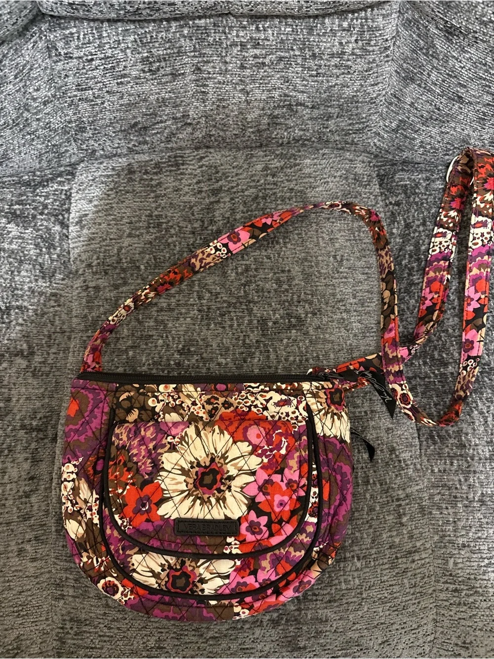 Vera Bradley Floral Quilted Crossbody in Purple, Pink & Brown